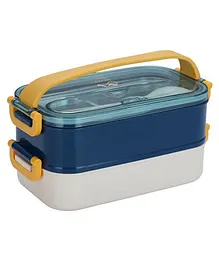 SANISHTH Stainless Steel Insulated Double Decker Lunch Box with Fork & Spoon  1200 ml  - (Color may vary)