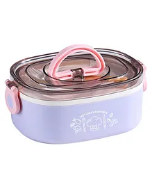 SANISHTH Stainless Steel Lunch box with Spoon & Large Capacity Bins - 600 ml (Colour May Vary)