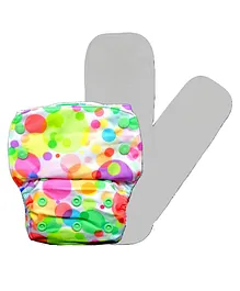Kindermum Polka Hues Nano AIO Cloth Diaper With 2 Organic Cotton Inserts - Multicolor