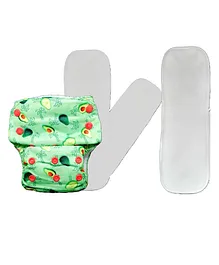 Kindermum Avo Cuddle Nano Pro AIO Cloth Diaper with Organic Inserts and Power Booster- Green