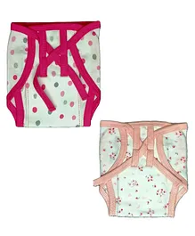Kindermum Combo Polka Combo Medium Pack of 2 - Red and Peach