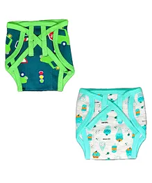 Kindermum Combo Of 2 Nappies Transport Small - Green Blue