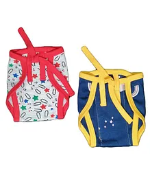 Kindermum Combo Of 2 Nappies Castle Medium - Blue Red