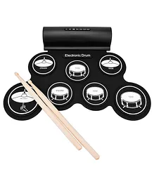 Powerpak  Silicon Hand Roll Up Electronic Drum Set - Black