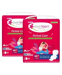 everteen Period Care XXL Soft 40 Sanitary Pads 320mm with Double Flaps enriched with Neem and Safflower - 2 Packs (40 Pads Each)