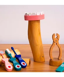 Playbox Wooden Dentist Toy Set Multicolor - 6 Pieces