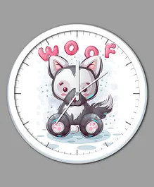 WENS Woof Cartoon Battery Operated Wall Clock - (White)