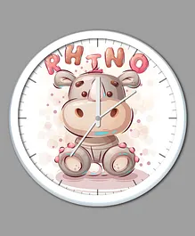 WENS Scorpio Rhino Cartoon Battery Operated Wall Clock - (White)