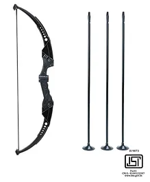 Planet Of Toys Premium Black Archery Bow Set For Kids With 3 Suction Cup Tip Arrows Archery Kit Bows & Arrows - Black 