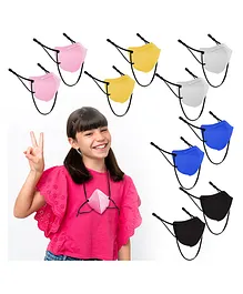 Sassoon Kids N95 Face Mask with Adjustable Ear Loops Neck Strap & Nose Pin Pack of 10 Multicolor