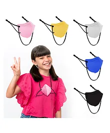 Sassoon Kids N95 Face Mask with Adjustable Ear Loops Neck Strap & Nose Pin Pack of 5- Multicolor