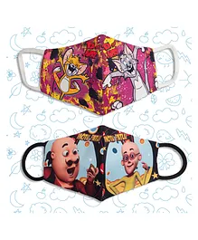 Sassoon Cartoon Printed 4 Layers Washable And Reusable Cloth Mask Tom & Jerry Motu Patlu Print Pack Of 2 - Multicolour