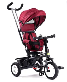 BAYBEE Plug & Play Tricycle With Canopy Rubber Wheels Parental Control & Storage Basket - Red