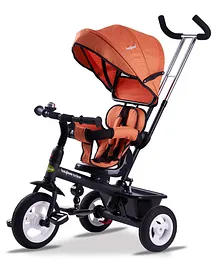 BAYBEE Plug & Play Tricycle With Canopy Rubber Wheels Parental Control & Storage Basket - Orange
