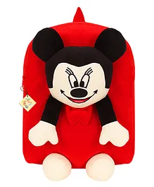 Frantic Premium Quality Soft Design Full Body Mickey Velvet Plush Bag For Kids Red - Height 13.7 Inches 