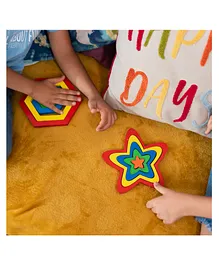Ilearngrow Hexagon Puzzle Size and Shape Sorter- Multicolour