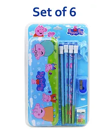  Asera Peppa Pig Themed Stationery Gift Pack Set of 6 - Blue