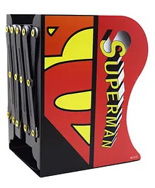 Asera Metal Bookends Superman Book Stand Shelf Organizer- Red