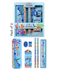 Vinmot Sea Animal Marine Life Stationery Set for Birthday Return Gift Pack of 2 - Blue