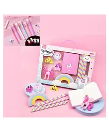 Vinmot Unicorn Stationery Set with 5 Unicorn LED Light Pens for Birthday and Return Gift  - 16 Pieces