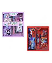 Vinmot Frozen & Cars Stationery Set for Kids Birthday and Return Gift Set of 2 - Multicolor