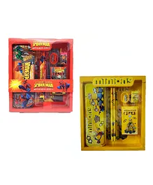 Vinmot Spiderman & Minions Stationery Set for Kids Birthday and Return Gift Set of 2 - 24 Pieces