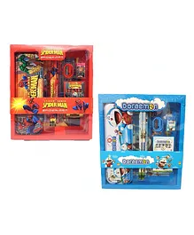 Vinmot Spiderman & Doraemon Stationery Set for Kids Birthday and Return Gift Set of 2 - Multicolor