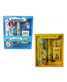 Vinmot Doraemon & Minions Stationery Set for Kids Birthday and Return Gift Set of 2 - 24 Pieces