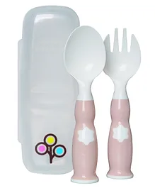 ZoLi Ergonomic Fork & Spoon Set With Travel Case - Blush