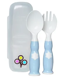 ZoLi Ergonomic Fork & Spoon Set With Travel Case - Mist Blue