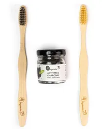 Organic B Oral Care Pack Brush & Charcoal Tooth Powder - 20 gm