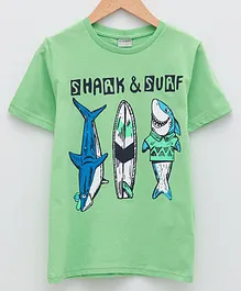LC Waikiki Half Sleeves T-Shirt Shark & Surf Print- Green