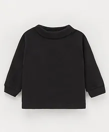 Pink Rabbit Cotton Knit Full Sleeves T-Shirt Solid - Black
