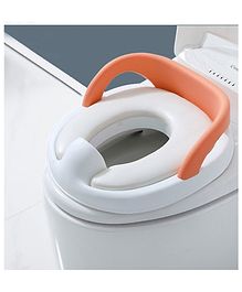 StarAndDaisy Baby Potty Training Toilet Seat with Soft Cushion Handles Haute Collection Double Anti Slip Design and Splash Guard - Orange White