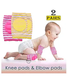 Babymoon Padded Kids Knee Elbow Protection Pads Pack of 2 - Pink & Yellow