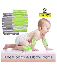 Babymoon Padded Kids Knee Elbow Protection Pads Pack of 2 - Grey & Green