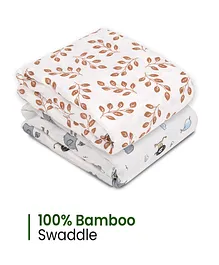 Mush 100% Bamboo Swaddle Ultra Soft Breathable Thermoregulating Absorbent Light Weight and Multipurpose Bamboo Wrapper cum Baby Bath Towel cum Blanket - Gloden Leaf and Jungle