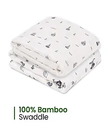 Mush 100% Bamboo Swaddle Ultra Soft Breathable Thermoregulating Absorbent Light Weight and Multipurpose Bamboo Wrapper cum Baby Bath Towel cum Blanket - Jungle & Sea