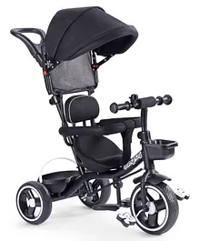 Babyhug  Plug & Play Stallion Tricycle With Parental Push Handle & Foldable Canopy - Black