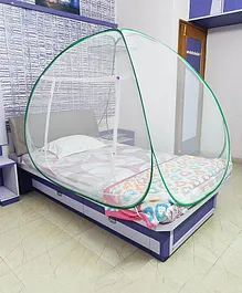 Silver Shine Foldable Mosquito Net For Single Bed - Green White