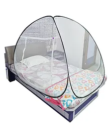 Silver Shine Foldable Mosquito Net For Single Bed - Black White