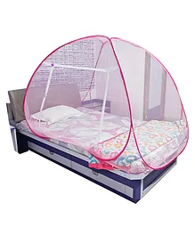 Silver Shine Foldable Mosquito Net For Single Bed - Pink