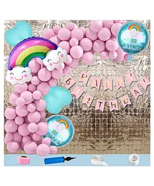 Shopperskart Weather Themed Rainbow Foil Balloon Combo/Kit Pink - Pack Of 112