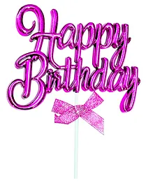 Shopperskart Happy Birthday Cake Topper For Party Decoration Pink - Height 8 cm