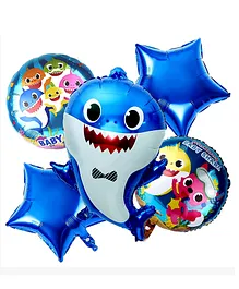 Shopperskart Baby Shark Foil For Kids Party Decoration Blue - Pack Of 5