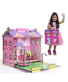 FunBrigade Wooden Foldable Dollhouse - Multicolour