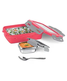 Milton Steely Super Deluxe Insulated Inner Stainless Steel Tiffin Box - Red