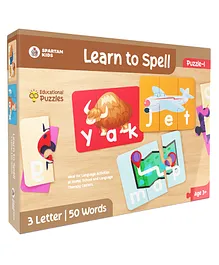 Learn to Spell Puzzle Spelling Puzzle Learn to Spell 3 Letter 50 Words Beautiful Colorful Pictures - 150 pieces