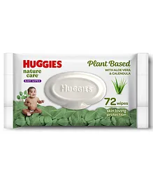 Huggies Nature Care Baby Wipes Plant Based with Aloe Vera & Calendula - 72 pieces