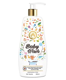 Mom & World Baby Wash Tear Free Dermatologically Tested for Baby Gentle Cleansing For Hair & Body Paraben Free Sulphate Free - 400 ml